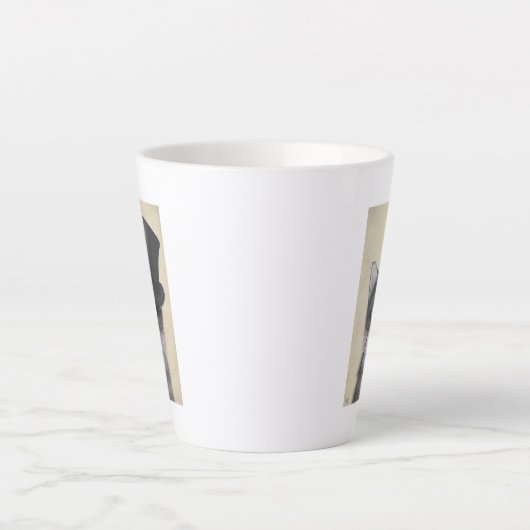 Grijze katje met bovenste hak latte mok (Voorkant)