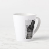 Grijze katje met bovenste hak latte mok (Rechterhoek)