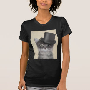 Grijze katje met bovenste hak t-shirt