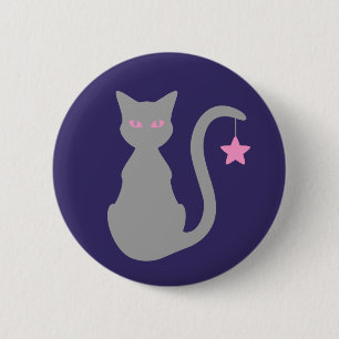 Grijze kattenButton Ronde Button 5,7 Cm