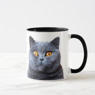 Grijze kattengele ogen mok