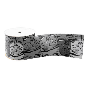 Grijze kattenventiel 3 inch grosgrain lint