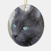 Grijze kattenversiering keramisch ornament (Links)