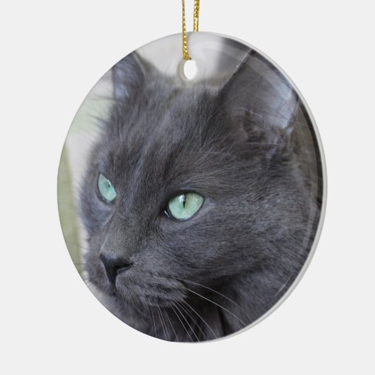 Grijze kattenversiering keramisch ornament (Links)