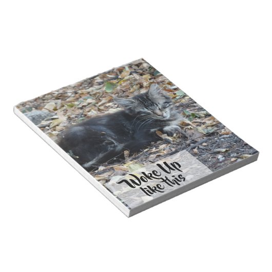 Grijze kattepapier Aangepaste tekst Notitieblok (Schuin)