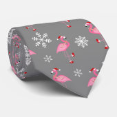 grijze kerst santa claus flamingo stropdas (Opgerold)