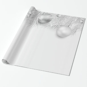 Grijze Kerstballen, Dennentakken Cadeaupapier