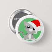 Grijze kerstKat Button (Voorkant /achterkant)
