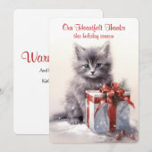 Grijze Kitten Kerst Waterverf Feestdagenkaart (Voorkant / Achterkant)