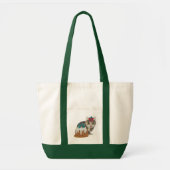 grijze kitten likkende poten met rode boog kerst tote bag (Voorkant)