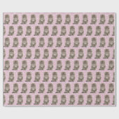 Grijze kitten op polka dots cadeaupapier (Vlak)