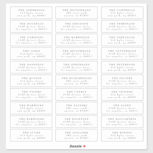 Grijze Klassieke adresetiketten voor individuele b Sticker (Vel)