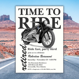 Grijze Klassieke Motor Rit Snel Pensioenfeest Kaart