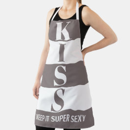 grijze klei en wit houden het Super Sexy KISS Schort