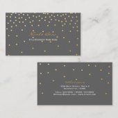 Grijze kleine goud folie confetti stippen naamkaar visitekaartje (Voorkant / Achterkant)