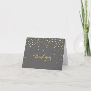 Grijze & kleine gouden folie confetti stippen vouw bedankkaart