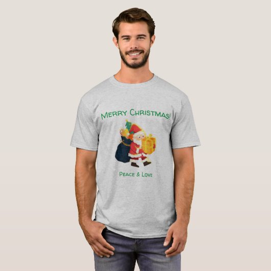 Grijze Kleur Kerstmis Wishes-T-shirt Elegant Knap T-shirt (Voorkant volledig)
