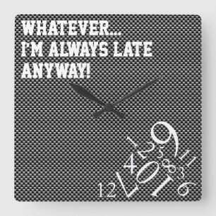 Grijze koolstofvezel altijd laat : Square Wall klo Vierkante Klok