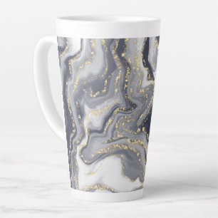 Grijze korrels, wit en goud latte mok