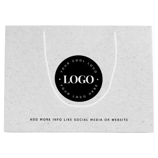Grijze Kraft Papier Look Rond Logo Zakelijk Aangep Groot Cadeauzakje (Voorkant)