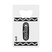 Grijze krayon doos, volledige set krayons, hoge ko kredietkaart flessenopener (Voorkant)