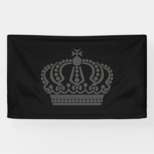 Grijze kroon met zwarte achtergrond spandoek