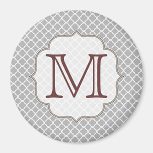 Grijze kwartfoil Latti Monogram Initiaal Magnet Magneet
