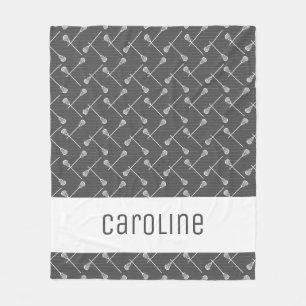 Grijze Lacrosse Witte Stikken gepatterd Fleece Deken