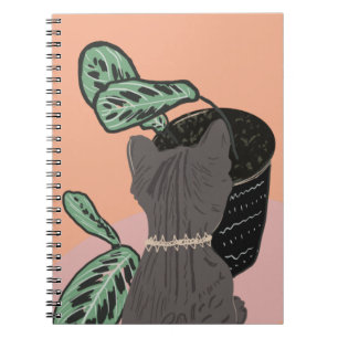 Grijze Lapjeskat en Planten Tweekleurig Notitieboek