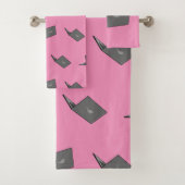 Grijze laptop met Bird Logo Cartoon Bad Handdoek (Insitu)