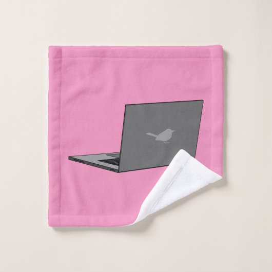 Grijze laptop met Bird Logo Cartoon Bad Handdoek (Wasdoekje)