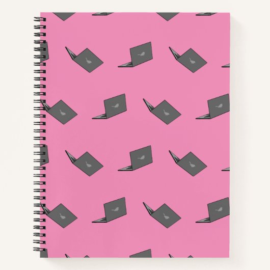 Grijze laptop met Bird Logo Cartoon Notitieboek (Voorkant)