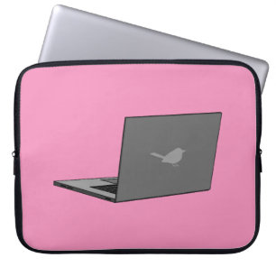 Grijze laptop met Bird Logo Cartoon Sleeve