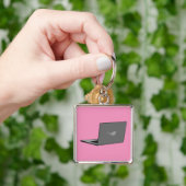 Grijze laptop met Bird Logo Cartoon Sleutelhanger (Hand)