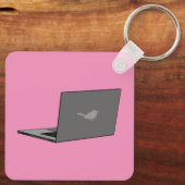 Grijze laptop met Bird Logo Cartoon Sleutelhanger (Achterkant)
