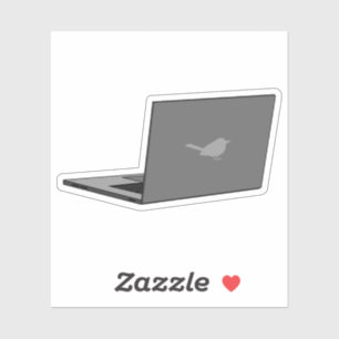 Grijze laptop met Bird Logo Cartoon Sticker