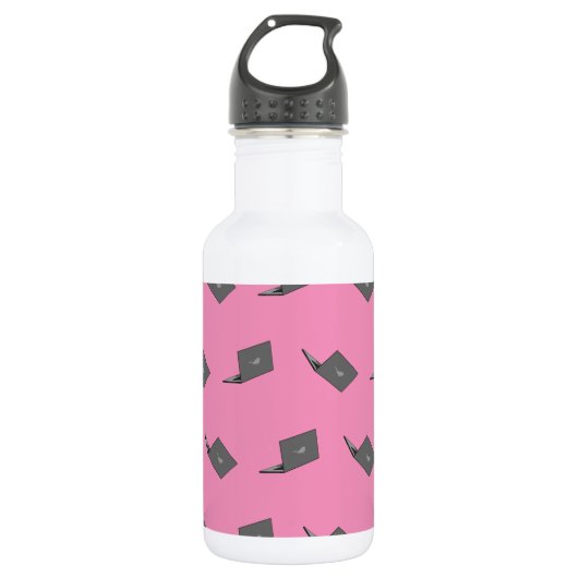 Grijze laptop met Bird Logo Cartoon Waterfles (Voorkant)