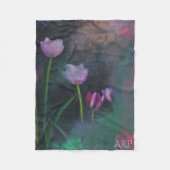 *~* Grijze Lavendel Roze Tulp Grunge Shabby Fleece Deken (Voorkant)