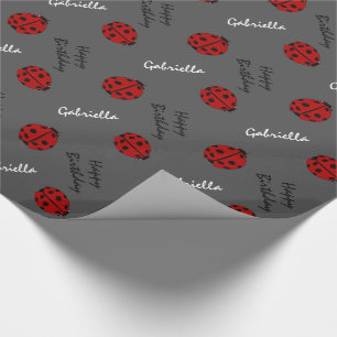 Grijze lieveheersbeestjes gepersonaliseerd zeemijp cadeaupapier