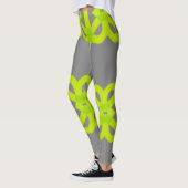 Grijze limoen groen Abstract stretch broek Legging (Links)