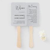 Grijze Linen Simple Black Script Weddenschap Handj Handwaaier (Voorkant en achterkant)