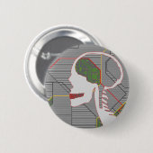 grijze logicschedel ronde button 5,7 cm (Voorkant /achterkant)