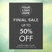 Grijze Logo Winkel met Kortingaanbieding Eindaanbi Raamsticker (Vel 3)