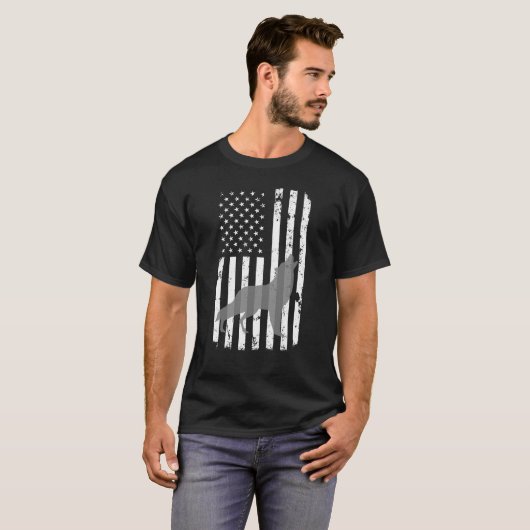 Grijze Lone Wolf heeft een Amerikaanse vlag T-shirt (Voorkant volledig)