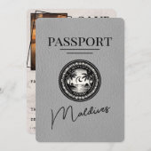 Grijze Malediven Paspoort Bewaar de datum Save The Date (Voorkant / Achterkant)