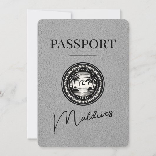 Grijze Malediven Paspoort Bewaar de datum Save The Date (Voorkant)