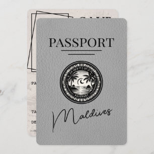 Grijze Malediven Paspoort Bewaar de datum Save The Date
