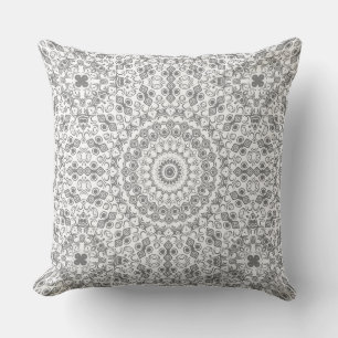 Grijze Mandala Geometrisch Patroon Kussen