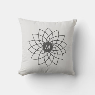 Grijze Mandala op Zilver Stof Kleur Kussen
