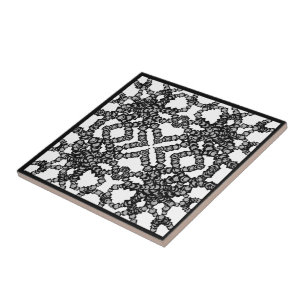 Grijze manen in zwarte dozen Moderne kunst Tegeltje